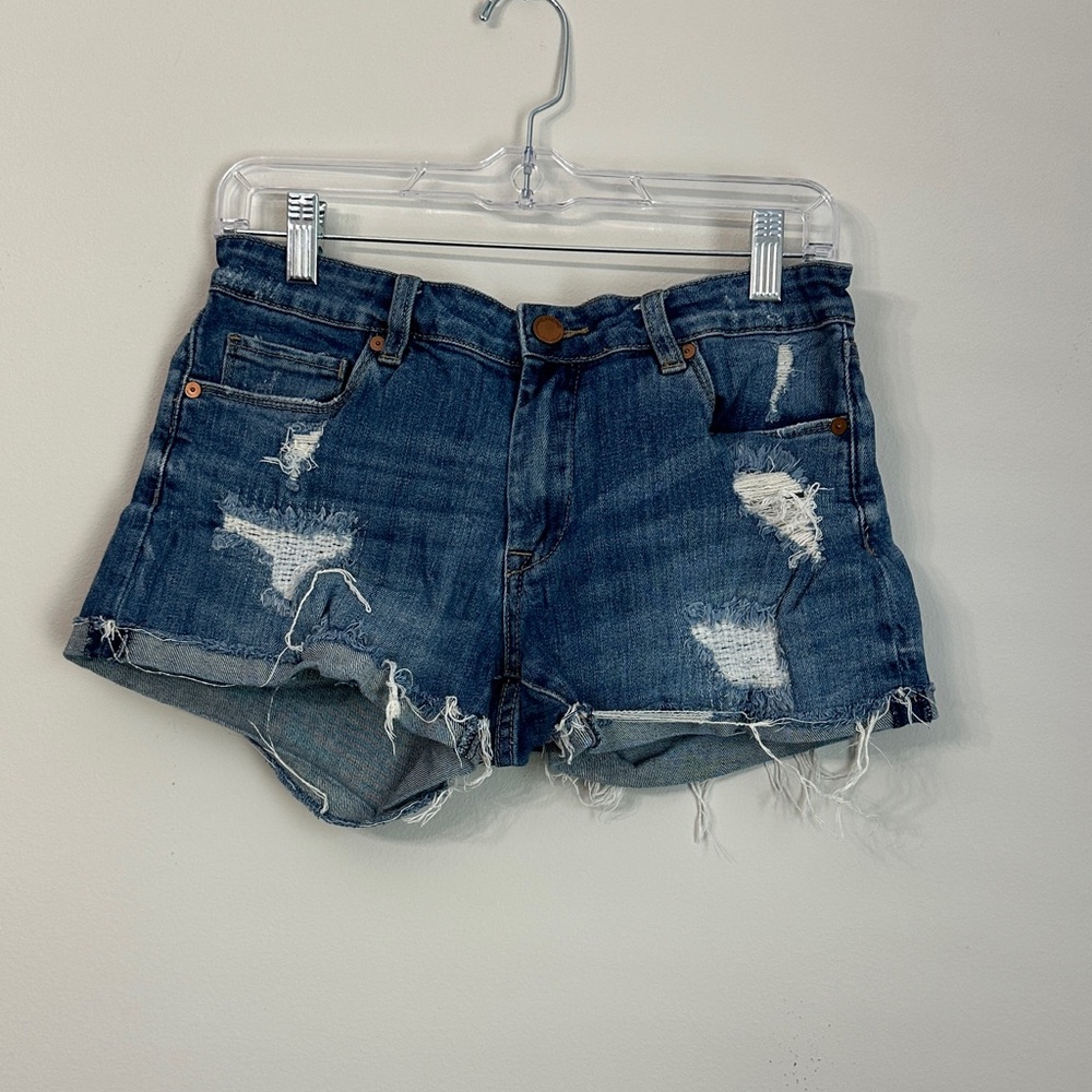 Blank NYC Dark Blue Distressed Jean Shorts